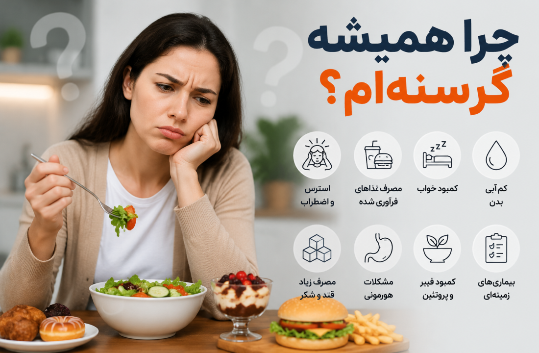 چرا همیشه گرسنه‌ام؟ ۱۰ دلیل پنهان افزایش اشتها و راه‌های کنترل گرسنگی مداوم